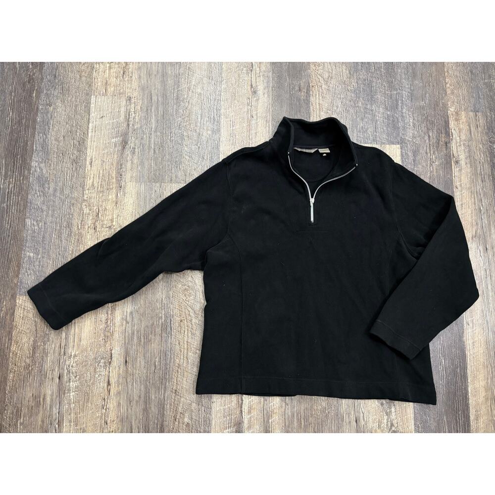 Tommy‎ Bahama Mens Quarter Zip Pullover Sweater Black Ribbed Knit Mock Neck XL
